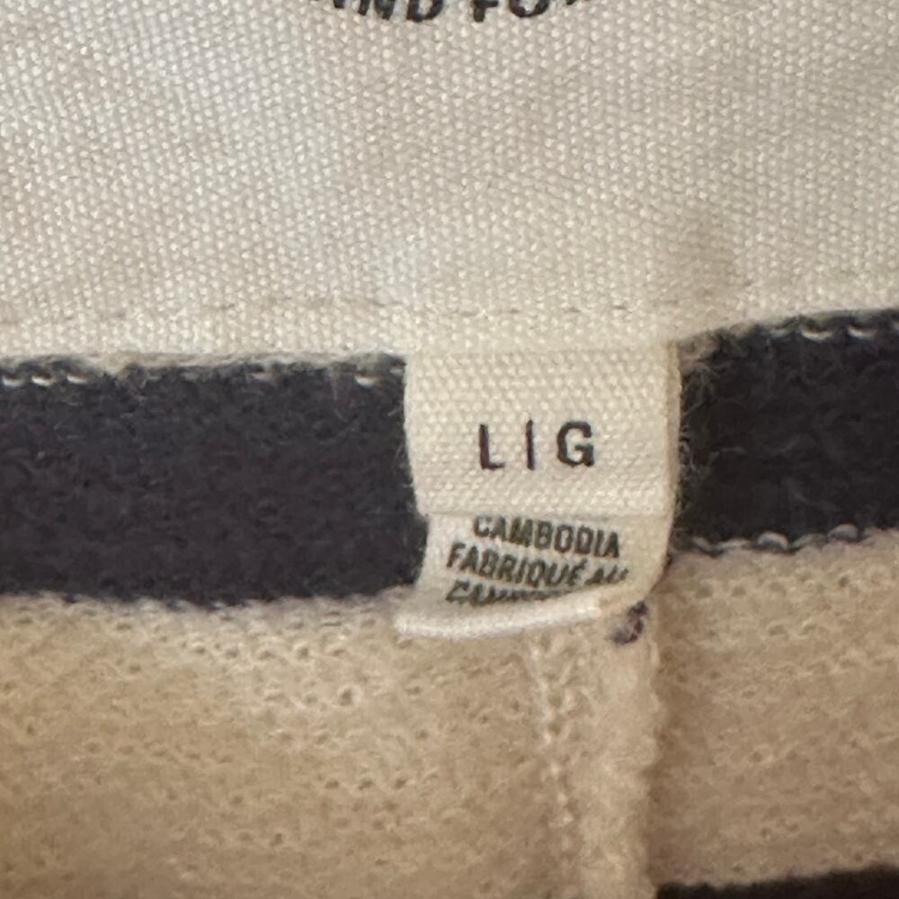 Aerie East West Crew Sweatshirt Womens Large Ivory Navy Striped Oversized Beachy - Picture 8 of 10